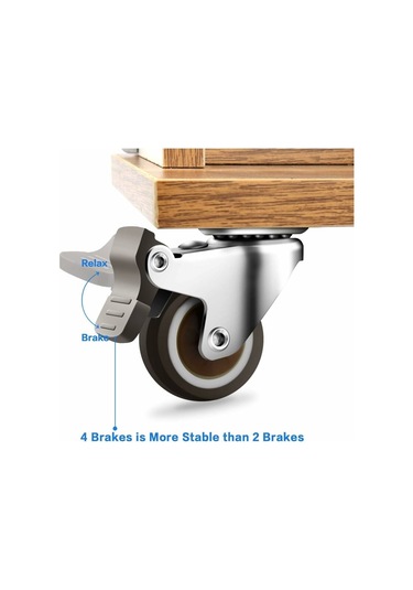 Mufunye 4 Küçük Döner Teker 32mm/1.25 Fren Plakalı Mobilya Tekerleri 50kg Lastik Tekerlekler Tezgah Arabası Endüstriyel Mobilya Taşıma -versailles