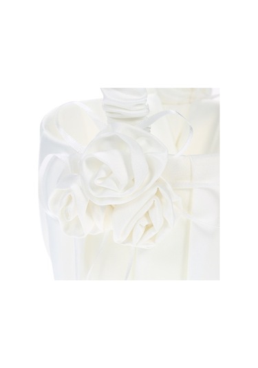 Novahub Beyaz Saten Düğün Çiçek Kızı Sepeti, Çiçekli Dekorasyon Düğün Malzemeleri