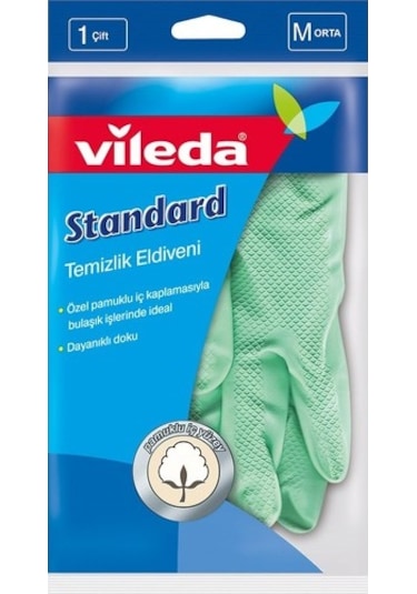 Vileda Standart Temizlik Eldiveni Orta Boy Yeşil M