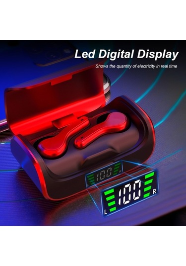 Primepickings R28 Bt5.0 Gerçek Kablosuz Spor Kulaklık Mega Bas Stereo, Akıllı Gürültü Azaltma Dokunmatik Led Ekran