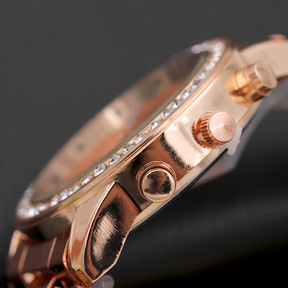 Xindoker Kadınlar İçin Güneş Altınlı Üç Gözlü Elbise Saati, Moda Çelik Kordon, Dayanıklı, Her Zaman Şık, Hediye İçin Uygun Diğer