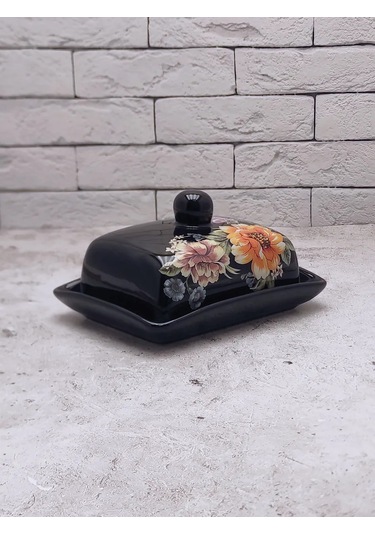 Rosenberg Krem Peynir İçin Kapaklı Seramik Tereyağı Kabı 305446710 Siyah