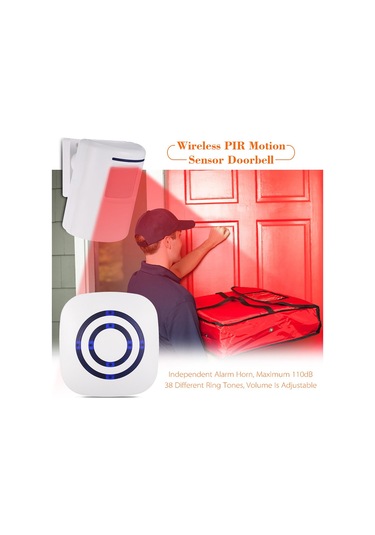 Kablosuz Pır Hareket Sensörü Kapı Zili 38 Çan Ses Düzeyi Ayarı Uzun İletim Aralığı