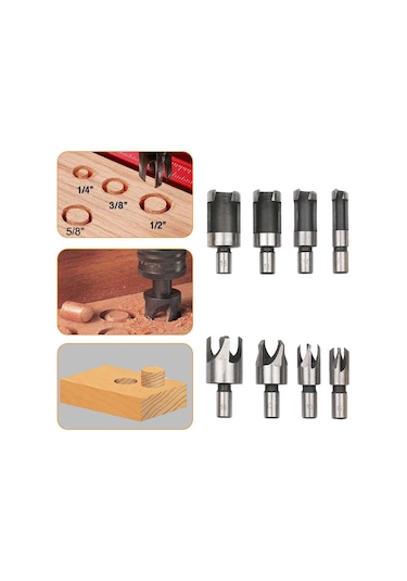 Hallow Ağaç İşleme Pah Delme Aracı Ahşap Kesici 8 Adet