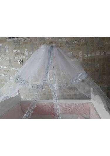 Hugoy Lüks Güpürlü Bebek Beşik Cibinlik + Demir Mavi