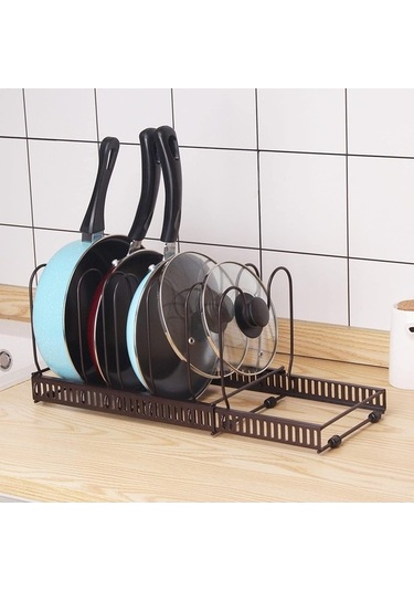 Novahub Genişletilebilir 7 Katlı Tencere Düzenleyici - Mutfak Organizasyon Siyah Siyah