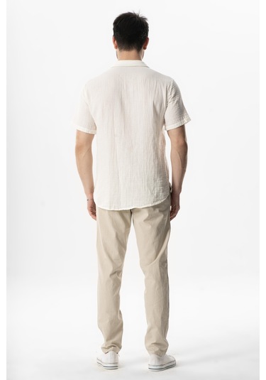 Kısa Kol Polo Yaka Müslin Yazlık Tshirt Kırık Beyaz Krkbyz KIRIK BEYAZ