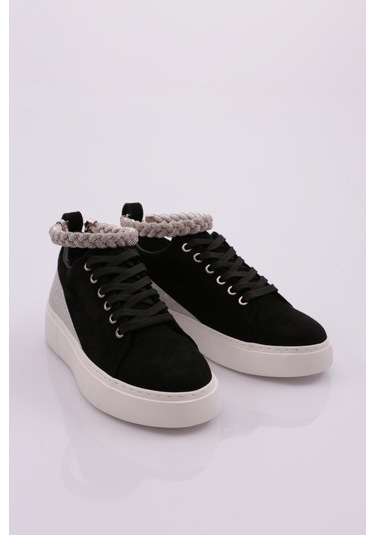 Dgn Es851 Kadin Kalin Taban Halhal Detayli Silver Taşli Sneakers Ayakkabi ES851-2007-R1680 Siyah