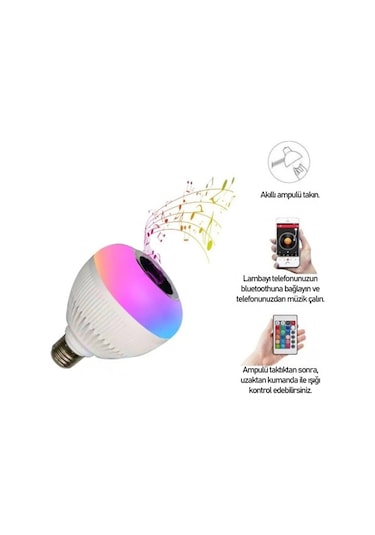 12 Renkli Kumandalı Bluetooth Hoparlör Akıllı Led Ampul
