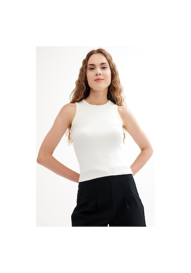 Cotenconcept Halter Yaka Fitilli Fitted Askılı Tişört-beyaz Beyaz