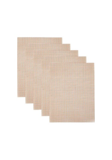 Hangfox Cam Fiberli Anti Yapışkan Barbekü Ağı Matı 40x33cm Kahverengi 5 Adet - Isı Dayanıklı Yeniden Kullanılabilir Çok Renkli