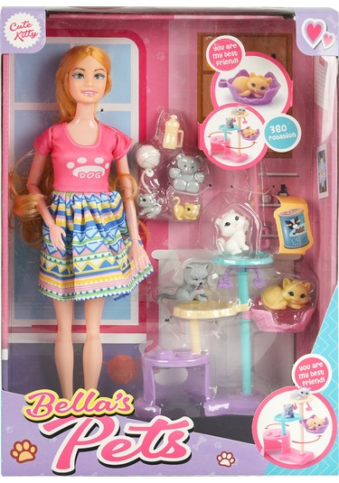 Bella's Pet Oyuncak Bebek Sarı Saçlı Pembe Tişörtlü