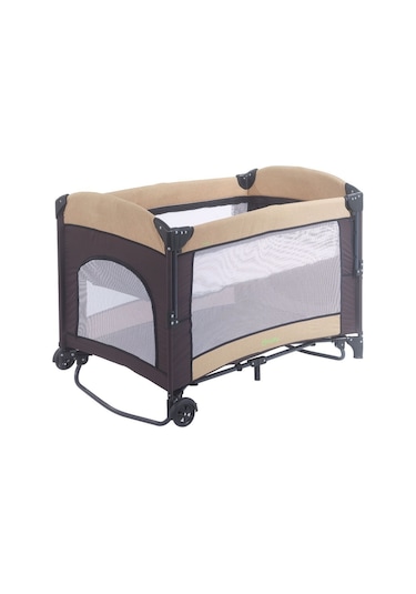 Mastic Anne Yanı Park Yatak Sallanır Oyun Parkı Cibinlikli Yatak Hediyeli 70x110 Cm Bej