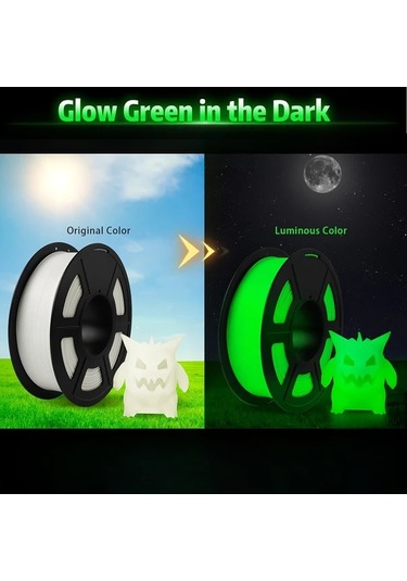 Brightnova Karanlıkta Parlayan Pla 3d Yazıcı Filamenti 1.75mm Luminous Green 1kg 2.2 Lbs Spool Güçlü Yapışma