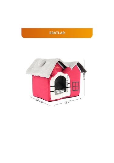 Kedi Ve Küçük Irk Köpekler İçin Minderli Lüx Peluş Ev