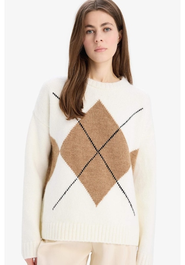 DeFacto Oversize Geniş Kalıp Baklava Dilimli Bisiklet Yaka Triko Kazak F1233AX25SPBN6 Kahve DeFacto Oversize Geniş Kalıp Baklava Dilimli Bisiklet Yaka Triko Kazak F1233AX25SPBN6 Kahve