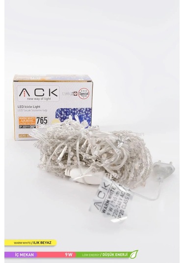 ACK 192 LED li Süsleme Işığı Saçak 3000K Gün Işığı 9W 2m