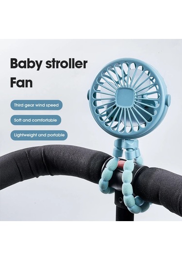 Goldenqian Açık Bebek Arabası El Fanı Çok Fonksiyonlu Çocuk Arabası Mini Fan Yaz Dilsiz Küçük Ahtapot Mini Yelpaze 3