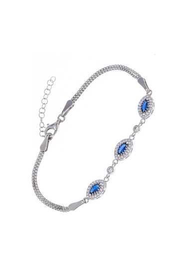 Nagiss Markiz Lacivert Zirkon Taşlı 925 Ayar Gümüş Kadın Bileklik