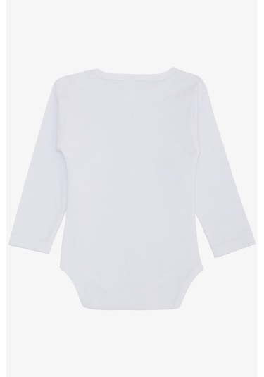 Breeze Erkek Bebek Çıtçıtlı Zıbın Body Mutlu Dinozor Baskılı 9 Ay-3 Yaş, Beyaz-beyaz Beyaz