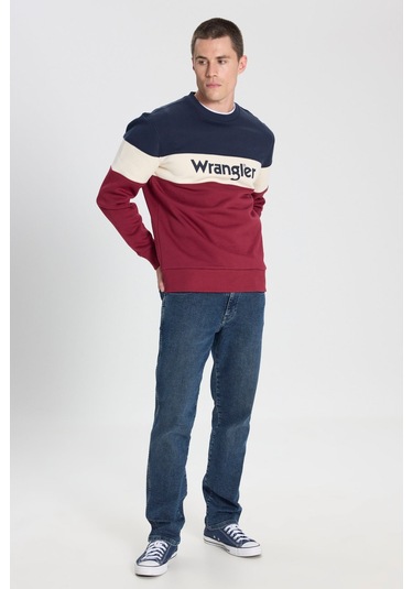 Wrangler Regular Fit Normal Kesim Bordo Erkek Sweatshirt Bordo