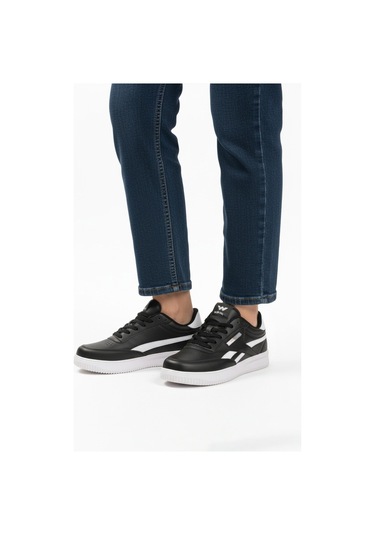 Siyah Beyaz Bağcıklı Hafif Cilt Erkek Spor Ayakkabı Marlow M Siyah - Beyaz