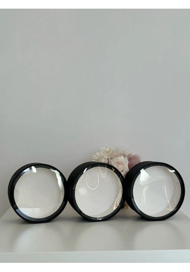 Net Brenda Şeffaf Pencereli Yuvarlak Marshmallow Kutusu 3 Adet D-16cm 282842268 Siyah