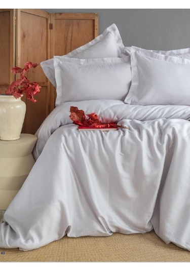 Apricitas Home Ellie Gray Çift Kişilik %100 Bambu Pamuk Saten Nevresim Takımı Ap53t20211151
