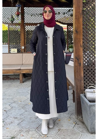 Rabia Şamlı Elmas Kapitone Kap Siyah Çok Renkli