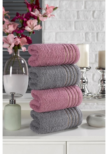 Casnack Diana Havlu Seti 4'lü 800gr. 50x90cm - Mürdüm-antrasit