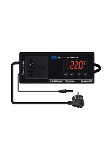 Geeksen Sıcaklık Kontrol Cihazı Akıllı Dijital Ekranlı Isıtma/soğutma Modu Serinlik Pet Bahçe Sucul Sisteme Uygulanabilir Siyah 220v Eu Standartı