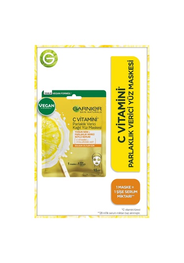 Garnier C Vitamini Parlaklık verici Kağıt Yüz Maskesi 28 Gr