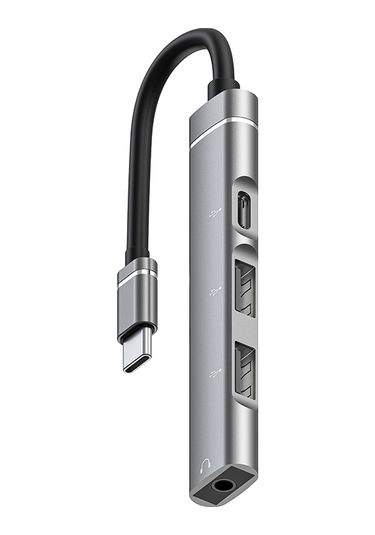 Usb-c / Type-c - 3,5 Mm + 2usb + Type-c Hub Yerleştirme İstasyonu Gri