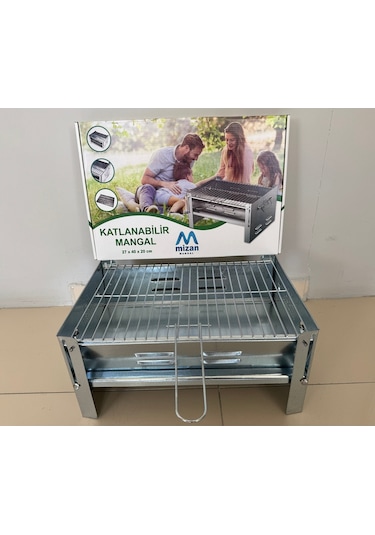 Mangal Katlanabilir Galvaniz Çantalı 0.60mm Kalın Gümüş