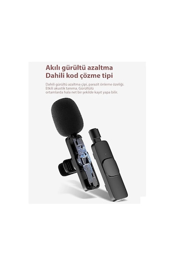 Type-c Mini Kablosuz Yaka Mikrofonu Youtube Facebook Tiktok Vlog Çekim Mikrofonu