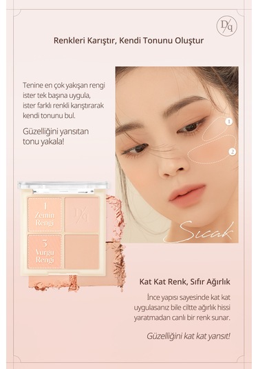 Dasique Karıştırılabilir Renklere Sahip 4lü Allık Paleti Blending Mood Cheek 01 Warm Blending 01 Warm Blending