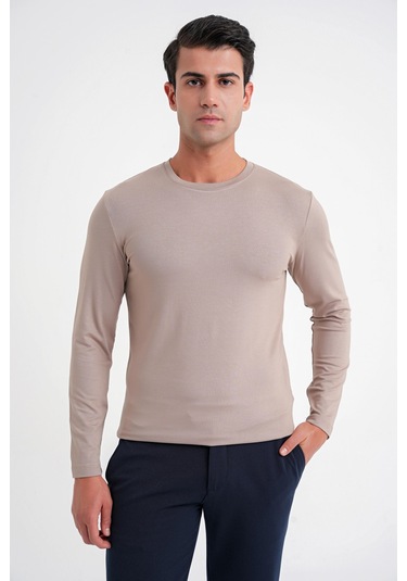 Ts 870 T-shırt Slim Vizon Casual Vizon