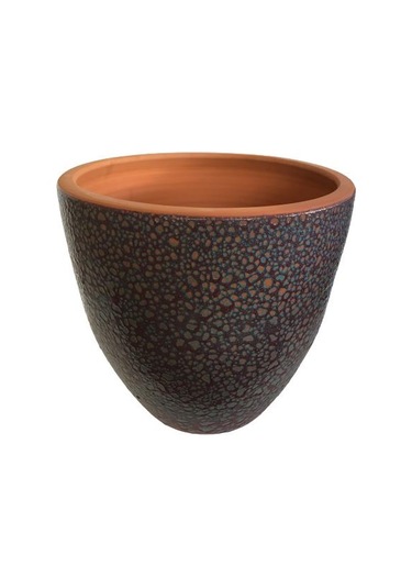 Özel Yapım Bordo Renk Sırlı Toprak Saksı 29 29 Cm