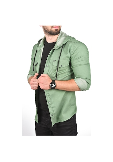 Deepsea Erkek Yeşil Kapüşonlu Slim Fit Dar Kesim Gömlek Likralı Pamuklu Likralı Kot Gömlek 2300396 Yeşil Deepsea Erkek Yeşil Kapüşonlu Slim Fit Dar Kesim Gömlek Likralı Pamuklu Likralı Kot Gömlek 2300396 Yeşil