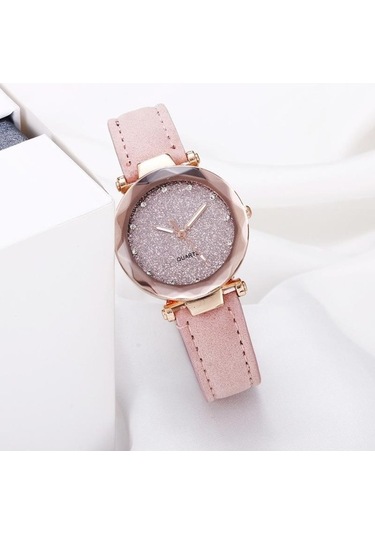 Yingfu Pembe Yıldızlı Gökyüzü Kız Kuvars Saatler, Lüks Bayanlar Kol Saatleri,arkadaş,aile Hediyeleri Pembe