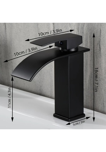 Fastbuy Dashanshop 1 Adet Fırçalanmış Siyah Şelale Bataryası, Sıcak Soğuk Su Rv Lavabo İçin, Siyah Siyah