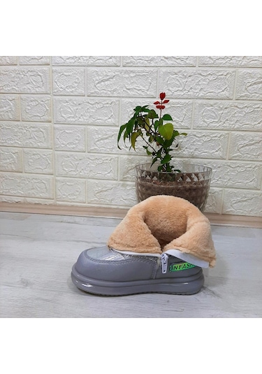 Twingo 9080 Gümüş Renk İçi Kürklü Fermuarlı 15cm Kız Çocuk Bot Gümüş