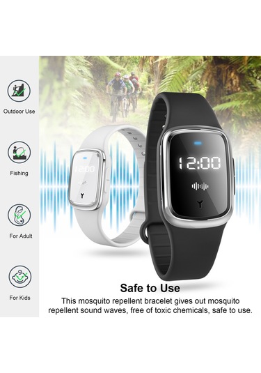 Singree M2 Pembe Sayısal Göstergeli Ultrasonik Sinek Kovucu Kordon - Kimyasız, Çocuklar İçin Güvenli, Dış Mekan Taşınabilir, Sürekli Koruma