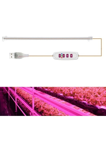 Tongxida Led Bitki Büyüme Lambası, 50cm Pembe, Akıllı Uzaktan Kumandalı Dolap Işığı Zaman Saksı Pembe