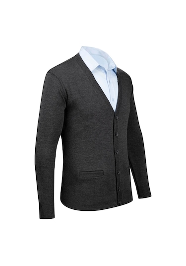 Çizgi Triko Erkek Büyük Beden Desenli Kol Ve Bel Lastikli Çelik Örgü Triko Hırka 4241mb Antrasit Antrasit