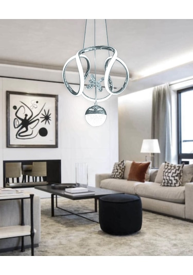Livora Lighting Angel Modern Sarkıt 3 Kademeli Şeker Toplu Krom Led Avize Gold