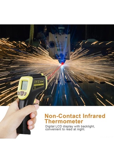 Pazly Temasız Dijital Kızılötesi Termometre Sarı, Turuncu, Kırmızı, Mavi -50 C İle 600 C Ölçer, Lcd Ekranlı