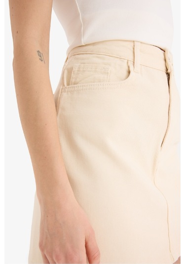 DeFacto Coool Normal Bel Gabardin Mini Etek E5346AX25SPER42 Ekru