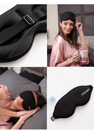Feel Way Seyahatler İçin Uyku Maskesi Göz Bandı Uyku Gözlüğü 229275289 Siyah