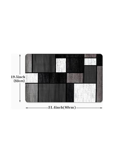 Lüks Siyah Ekose Mutfak Mat Yumuşak Kalınlaşmış Mutfak Zemin Mat Su Geçirmez Kaymaz Yağ Geçirmez Zemin Mat Koşucu Halı 50 x 80cm